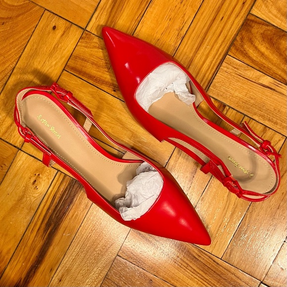 & Other Stories pointed slingback heeled pumps in red - Picture 9 of 9